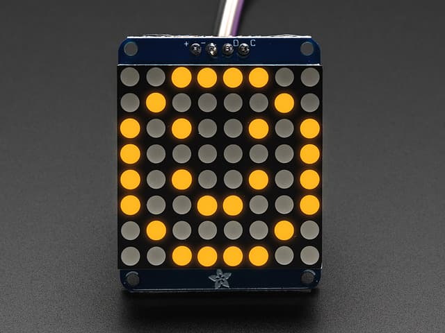 Adafruit Small 1.2" 8x8 LED Matrix w/I2C Backpack - Yellow