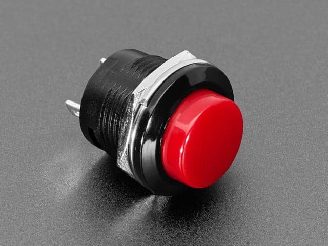 16mm Panel Mount Momentary Pushbutton -  Red