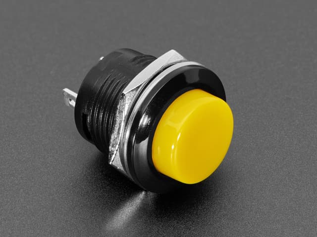 16mm Panel Mount Momentary Pushbutton -  Yellow