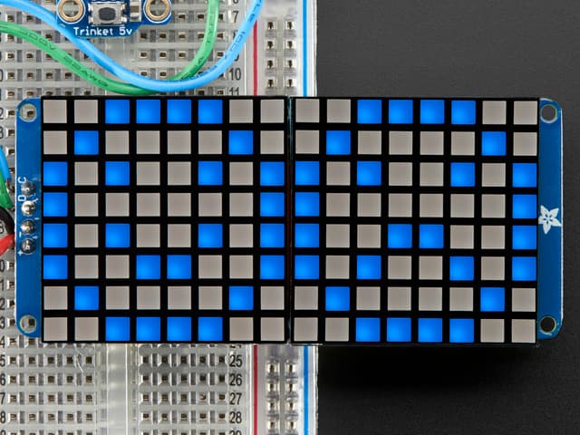 16x8 1.2" LED Matrix + Backpack - Ultra Bright Square Blue LEDs