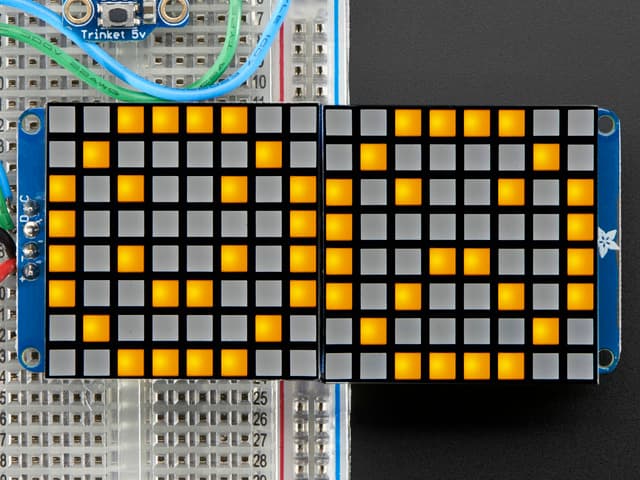 16x8 1.2" LED Matrix + Backpack -Ultra Bright Square Yellow LEDs