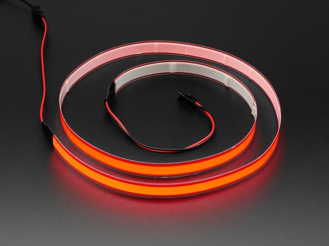 Red Electroluminescent (EL) Tape Strip - 100cm w/two connectors