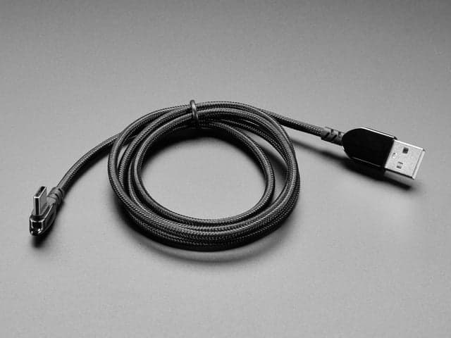 Woven USB Cable with USB Type A to Right Angle USB Type C