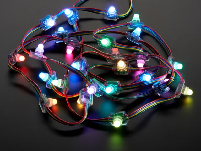 12mm Diffused Flat Digital RGB LED Pixels (Strand of 25)
