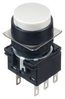 IDEC - LB1B-A1T6W - Commutateur bouton-poussoir industriel, LB Series, 16 mm, DPDT, Maintenu, Rond, Blanc