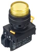 IDEC - YW1L-A2E10Q4Y - Commutateur bouton-poussoir industriel, YW Series, 22.3 mm, SPST-NO, Maintenu, Rond relevé, Jaune