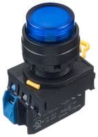 IDEC - YW1L-M2E10Q4S - Commutateur bouton-poussoir industriel, YW Series, 22.3 mm, SPST-NO, Momentané, Rond relevé, Bleu