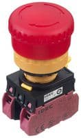 IDEC - YW1L-V4E02Q4R - Commutateur d'arrêt d'urgence, DPST-NC, Push-Pull, Vis, 10 A, 120 V