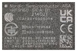 NORDIC SEMICONDUCTOR - NRF9160-SICA-B1A-R7 - Modem industriel, GPS, LTE-M, NB-IoT, I2C, I2S, SPI, UART, 2,2GHz, Alimentation 5,5V