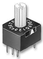 OMRON ELECTRONIC COMPONENTS - A6A-16RS - Commutateur codé rotatif, A6A Series, Traversant, 16 Positions, 28 VDC, Hexadécimale, 100 mA
