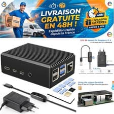 Miuzei Boîtier Aluminium Raspberry Pi 4 avec Alimentation 5V 3A et Dissipateur