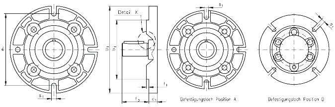 Output flange for helical geared motor HR/I gearbox size 20/2 and 30/2 diameter 200mm overall height 15mm