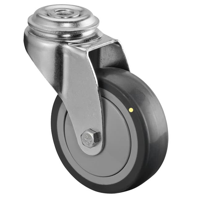 Apparatus castor with hole TPE rubber-wheel grey light design swivel castor wheel Ø 75 electrically conductive