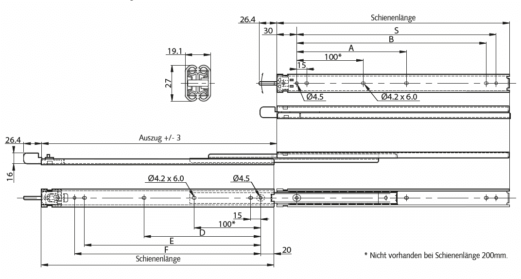 Slide set DZ 2731 CL slide length 350mm zinc plated