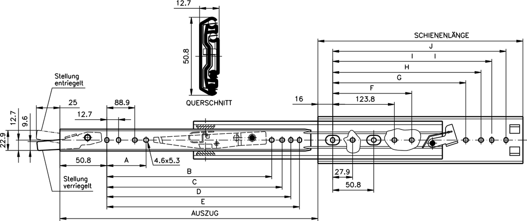 Slide set DZ 3308 slide length 356mm zinc plated