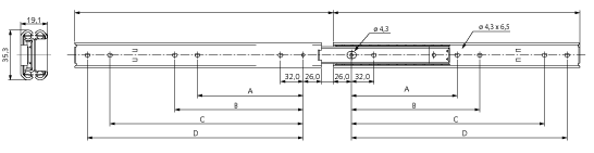 Slide set DS 3031 slide length 350mm stainless steel