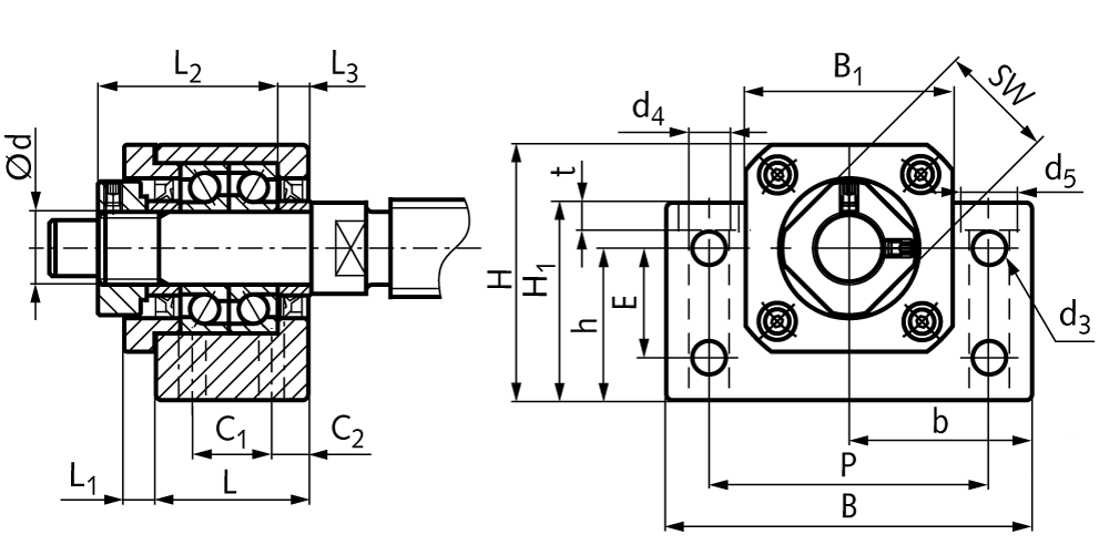 Pillow block bearing unit BK 12 bore 12mm material steel nickel plated