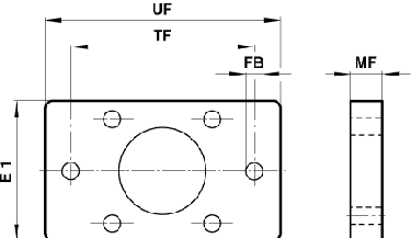 Front and rear flange for cylinder diameter 63mm