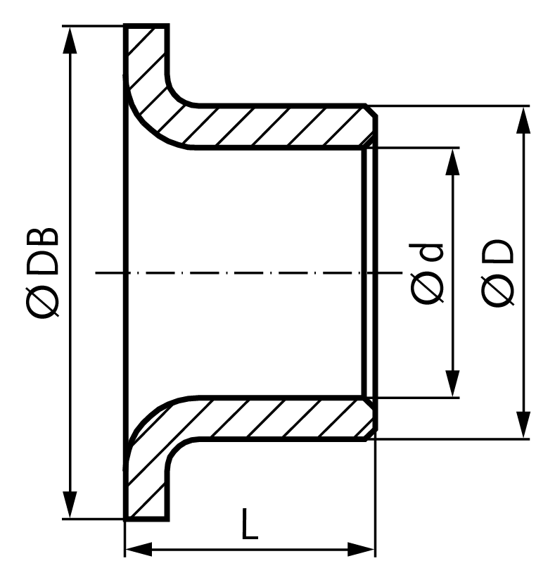 Flanged bush slotted version 15 x 17 / 23 x 17 mm