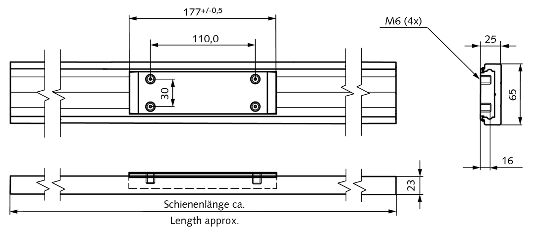 Carriage with stainless steel balls for linear guide DA 0116 RC
