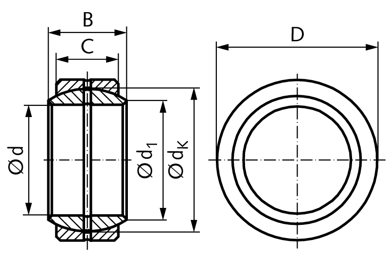 Radial spherical bearing DIN ISO 12240-1-E type GE…DO relubricateable bore 17mm outer diameter 30mm == Initial lubrication required before use ==