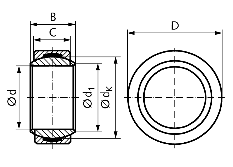 Radial spherical bearing DIN ISO 12240-1-E type GE…UK maintenance-free bore 12mm outer diameter 22mm