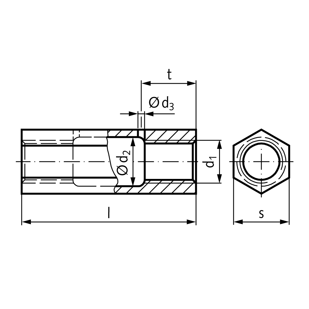 Turnbuckle similar DIN 1479 steel zinc-plated thread M16 length 75mm