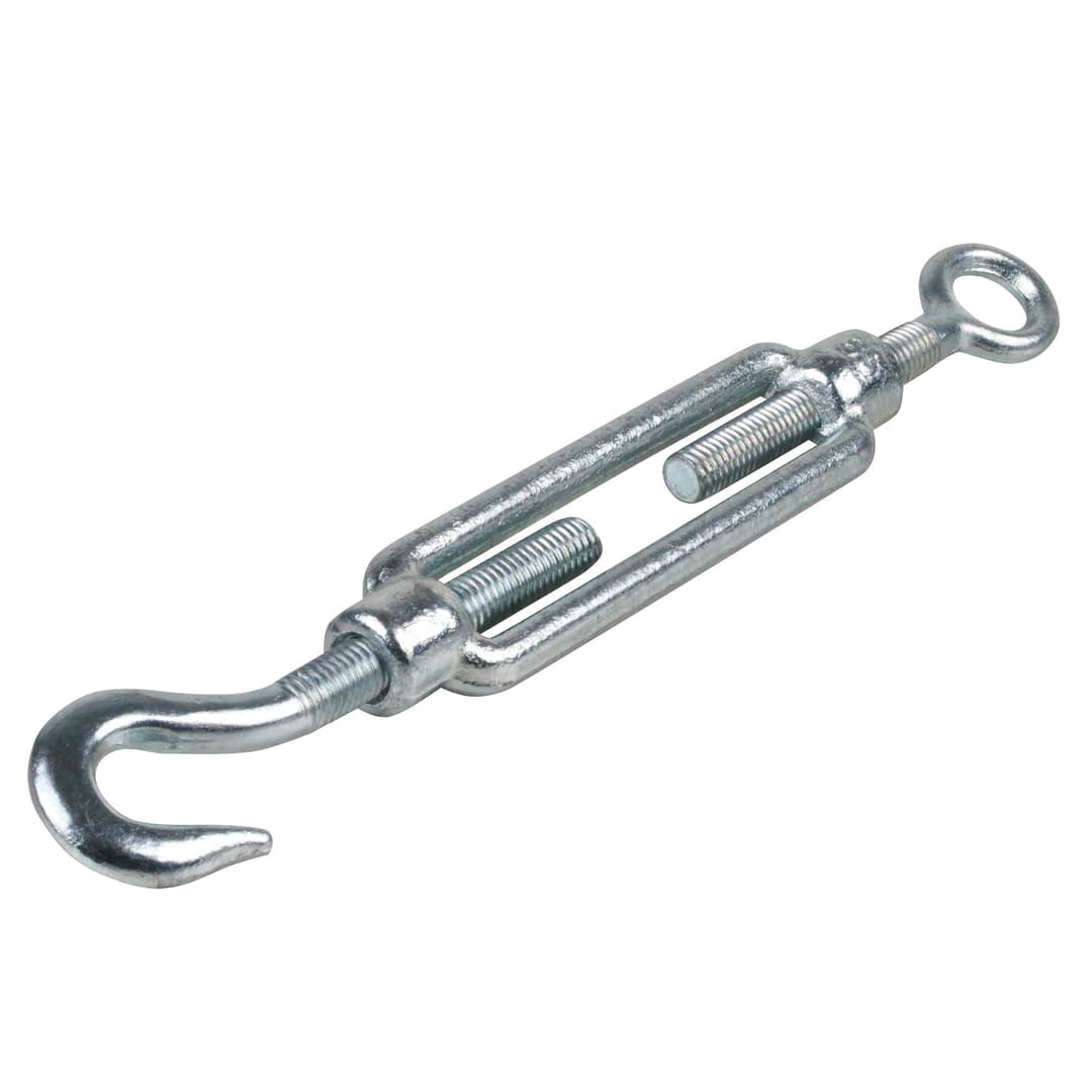 Turnbuckle DIN 1480 with hook and eye thread M16 material S235 galvanized