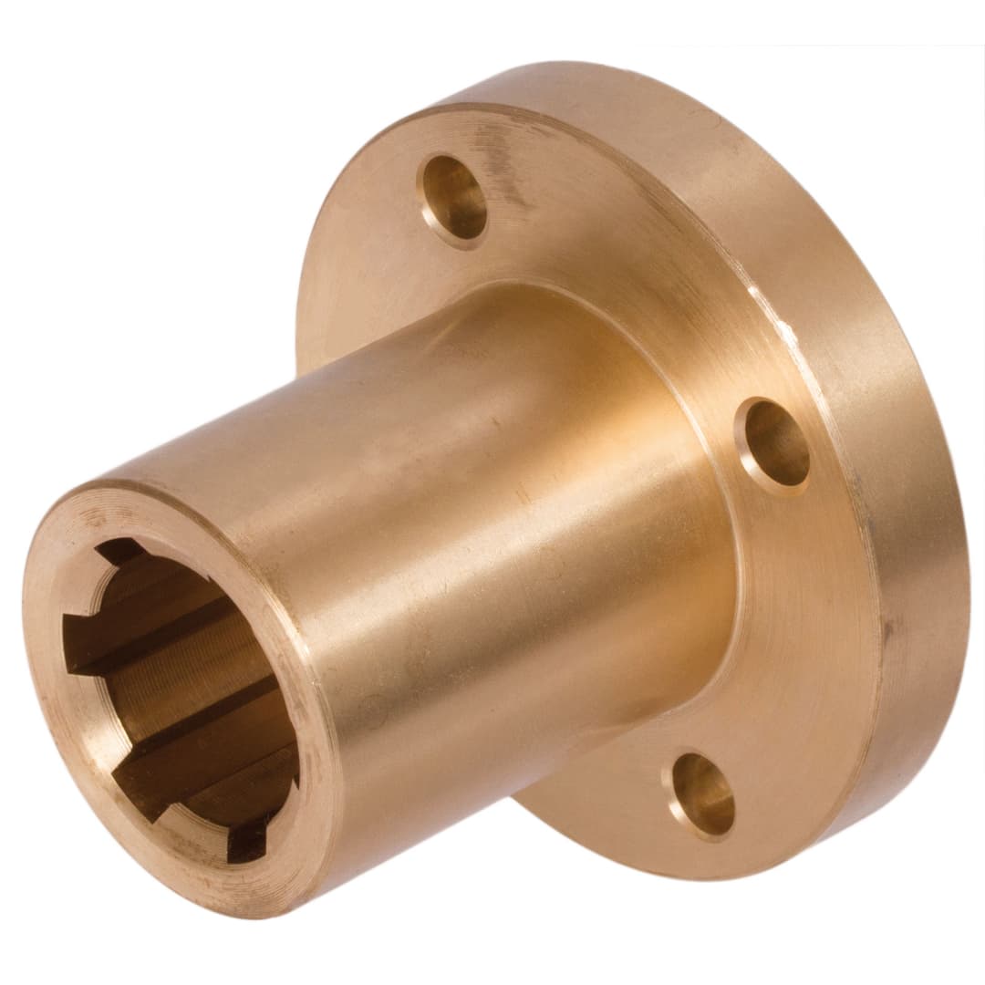 Splined hub with flange DIN ISO 14 KN 18×22 length 45mm red brass Rg7