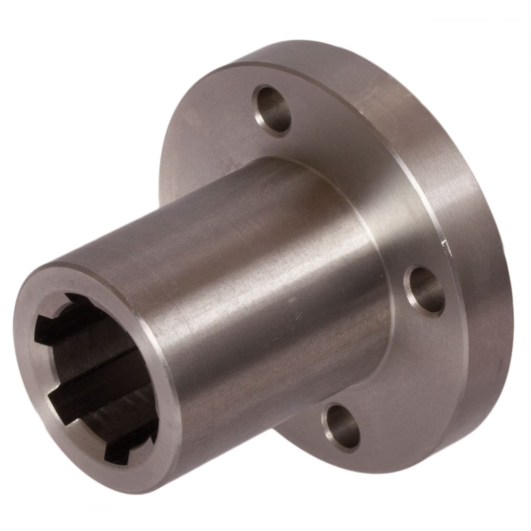 Splined hub with flange DIN ISO 14 KN 36×42 length 80mm steel C45Pb