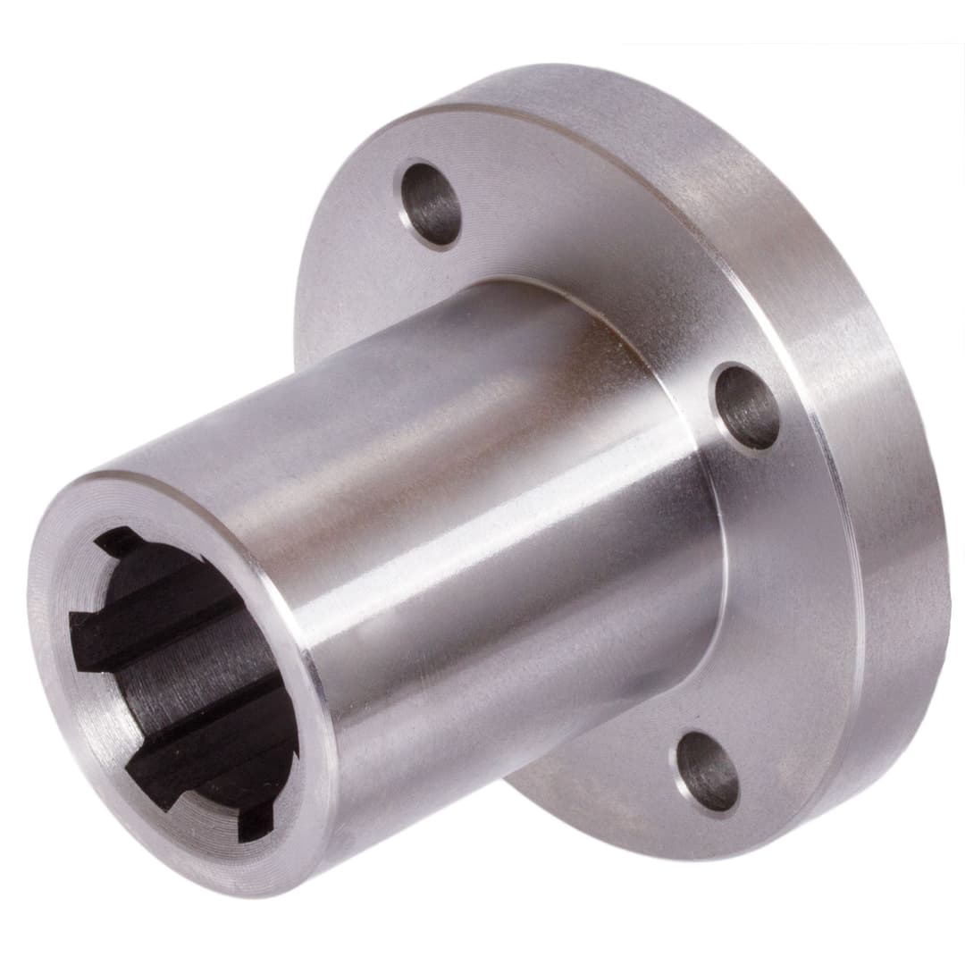 Splined hub with flange DIN ISO 14 KN 11×14 length 35mm stainless steel 1.4305