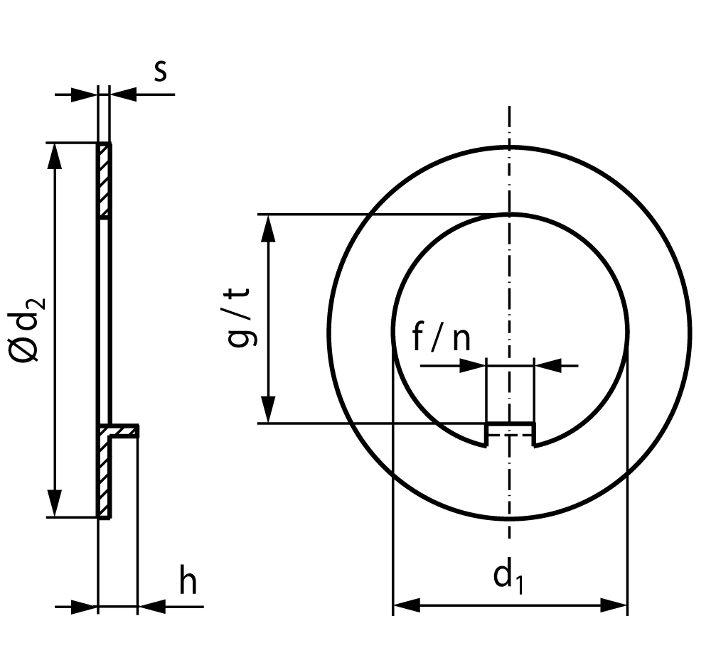 Internal tab washer DIN 462 inner-ø 50mm plain steel