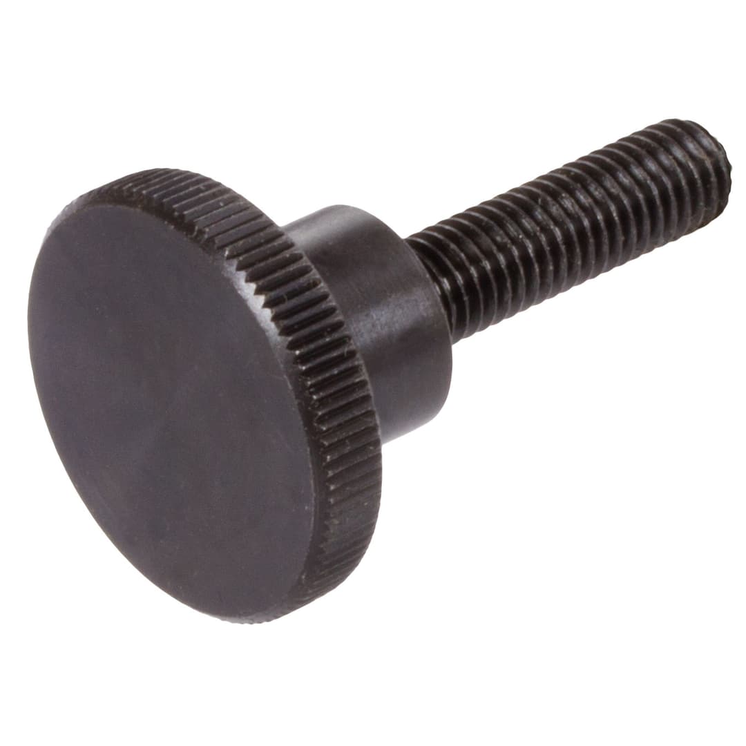 Knurled thumb screw DIN 464 M5 x 16mm long steel strength 5.8 black oxide finished
