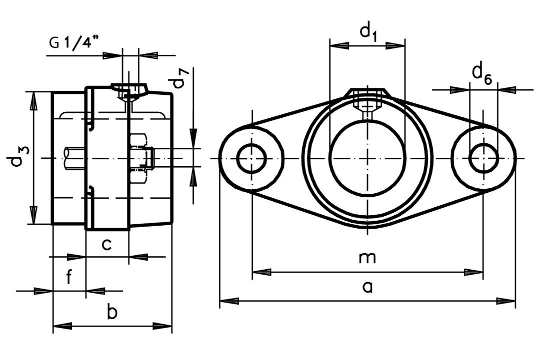 Flange bearing DIN 502 B without bush bore 30mm D7 material grey cast iron