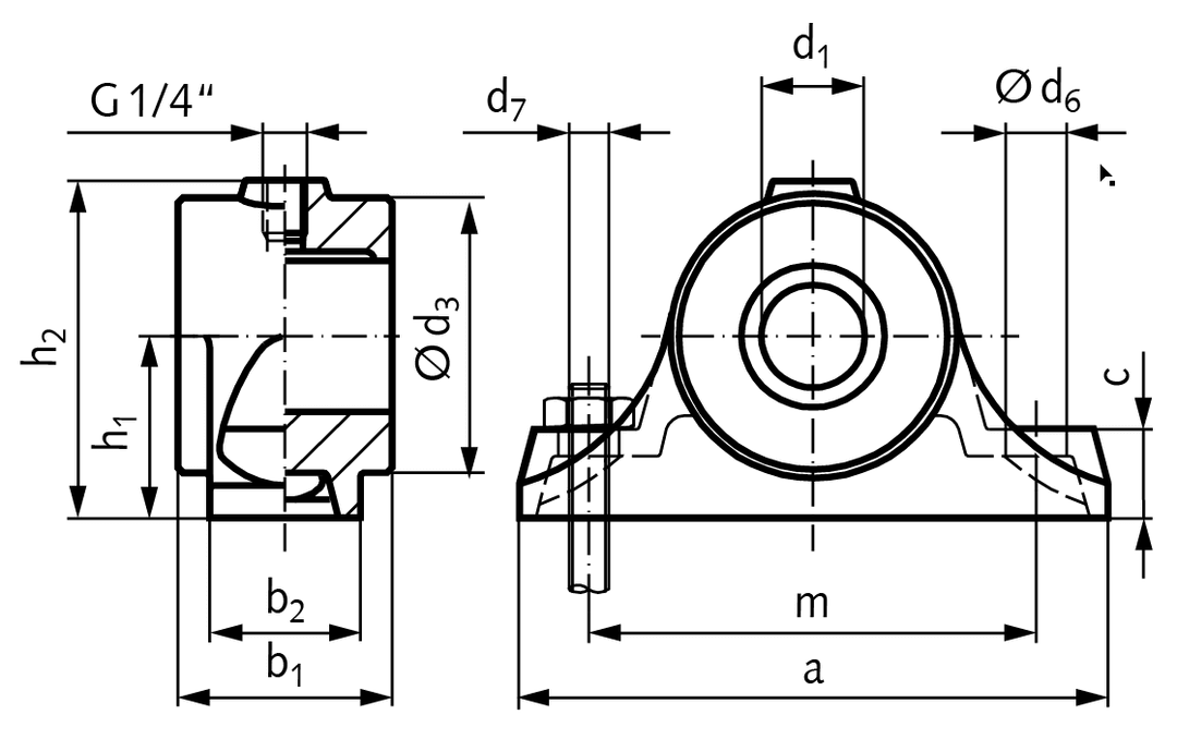 Heavy-duty pillow block bearing DIN 504 A with red brass bush bore 80mm D10 material grey cast iron