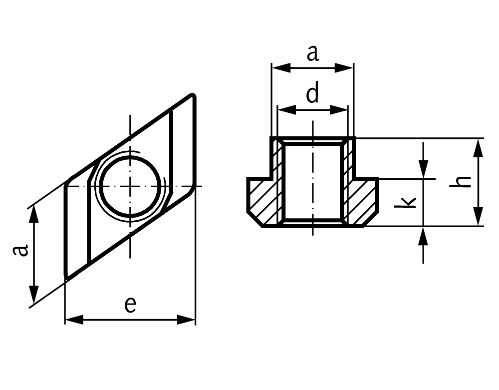 Nut DIN 508 rhombus for T-slot 36mm DIN 650 thread M30 quality 10