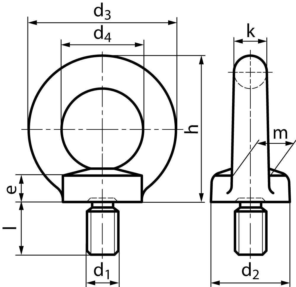 Lifting eye bolt DIN 580 M20 x 30 stainless steel A4 forged === user information at www.maedler.de in the section Downloads ===