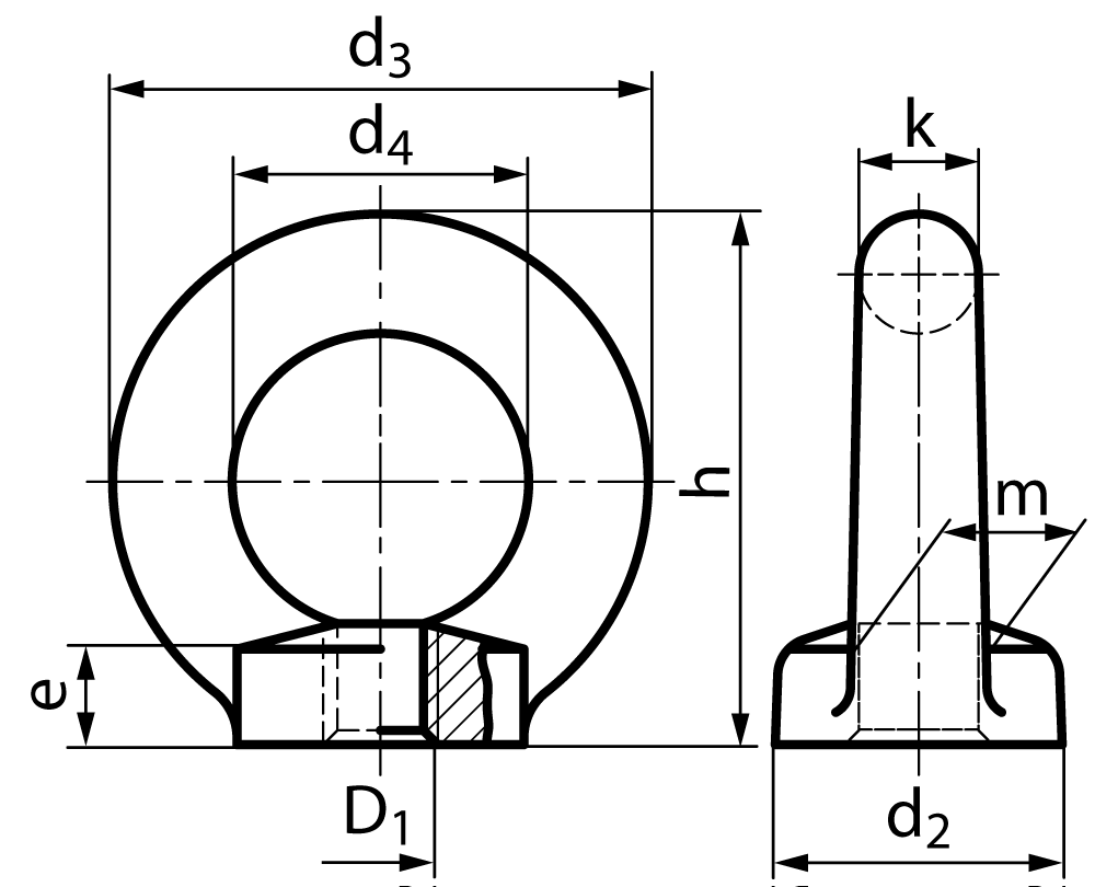 Lifting eye nut DIN 582 M10 steel C15E self coloured === user information at www.maedler.de in the section Downloads ===