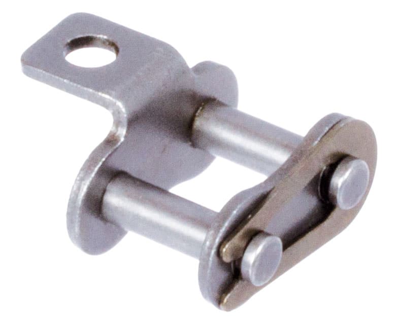 Chain connecting link type 11 / E with bent attachments 10 B-1-K1 attachments slim version on one side stainless steel 1.4301