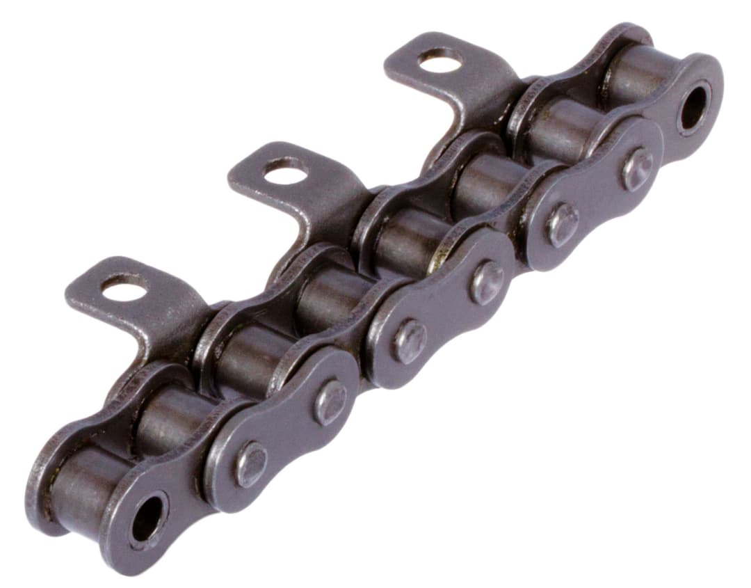 Roller chain with bent attachments 08 B-1-K1 2xp attachments slim version on one side