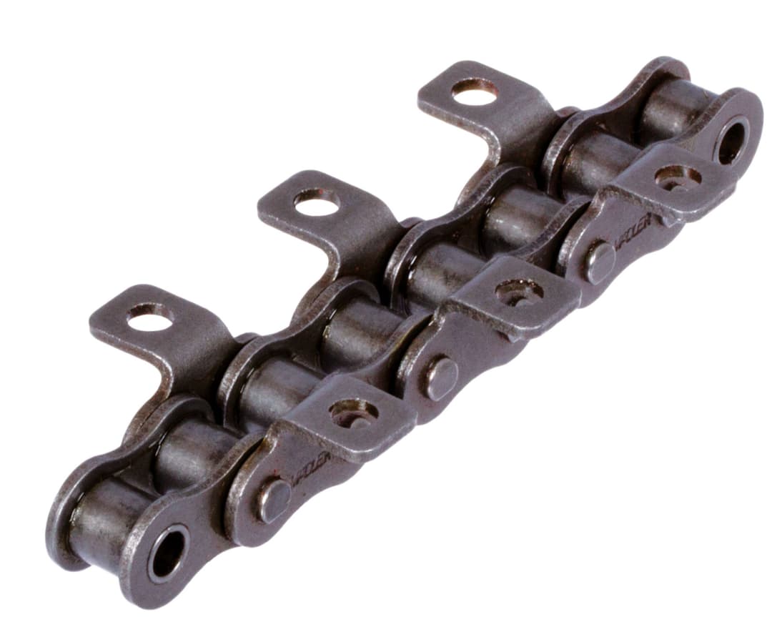 Roller chain with bent attachments 16 B-1-K1 2xp attachments slim version on both sides