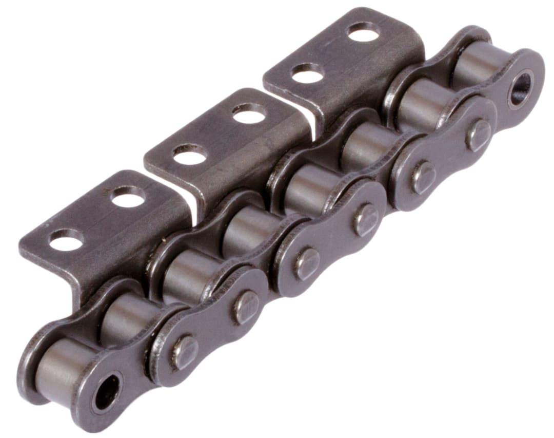 Roller chain with bent attachments 12 B-1-K2 2xp attachments wide version on one side