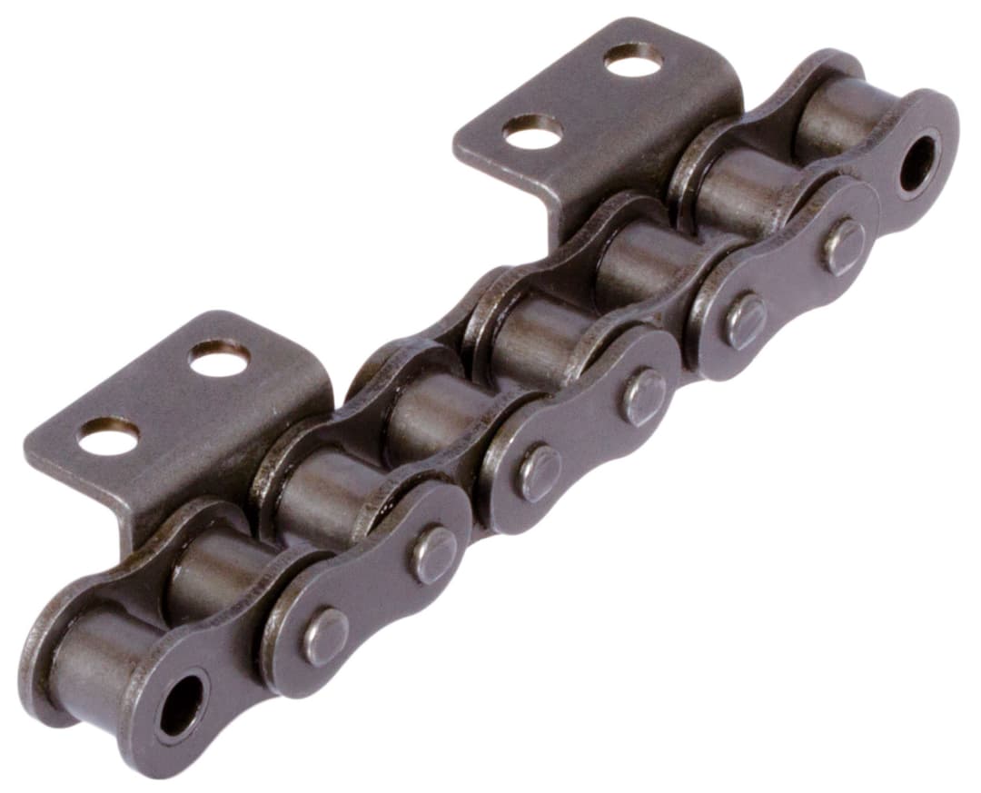 Roller chain with bent attachments 06 B-1-K2, 4xp attachments wide version on one side