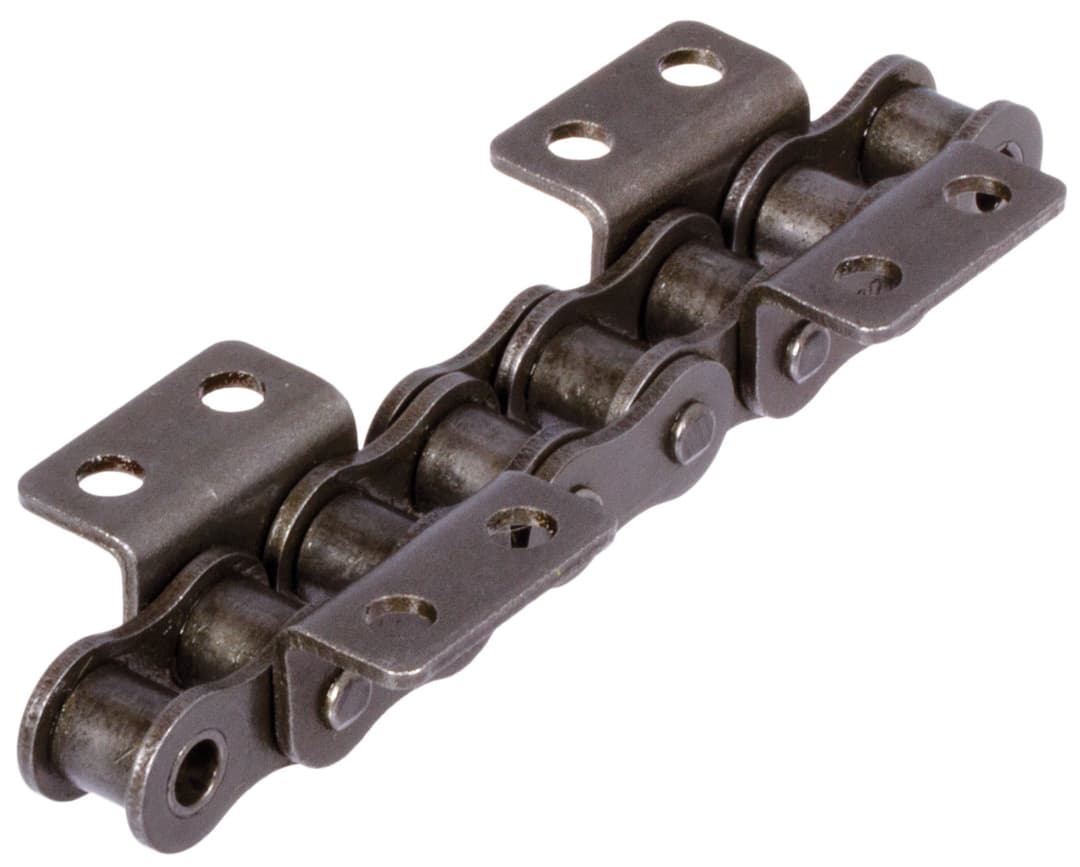 Roller chain with bent attachments 08 B-1-K2 4xp attachments wide version on both sides