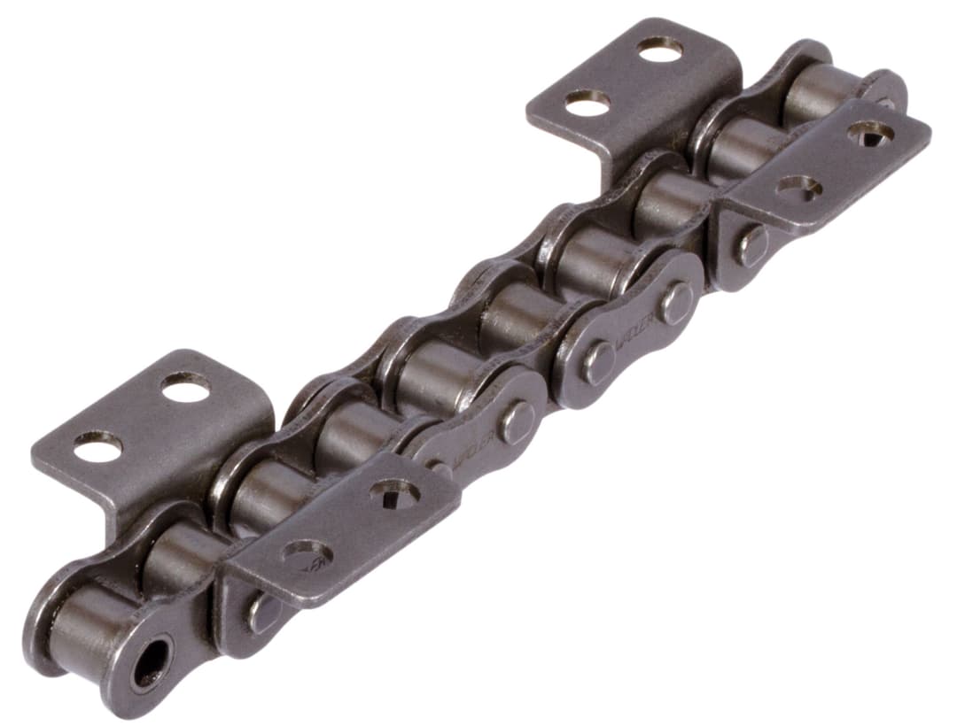 Roller chain with bent attachments 16 B-1-K2 6xp attachments wide version on both sides