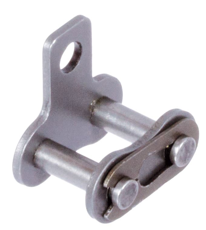 Chain connecting link type 11 / E with straight attachments 12 B-1-M1 attachments slim version on one side stainless steel 1.4301