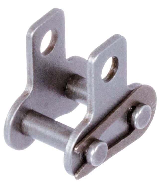 Chain connecting link type 11 / E with straight attachments 12 B-1-M1 attachments slim version on both sides stainless steel 1.4301