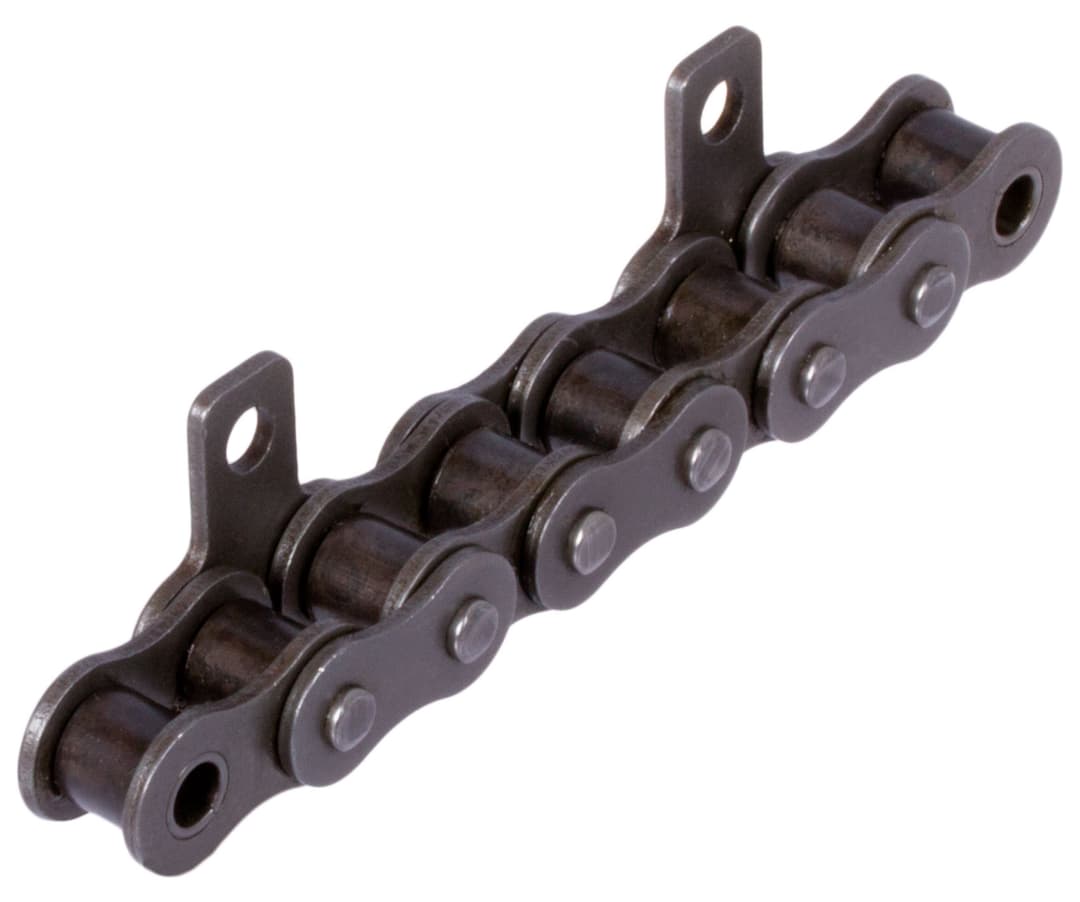 Roller chain with straight attachments 16 B-1-M1 4xp attachments slim version on one side