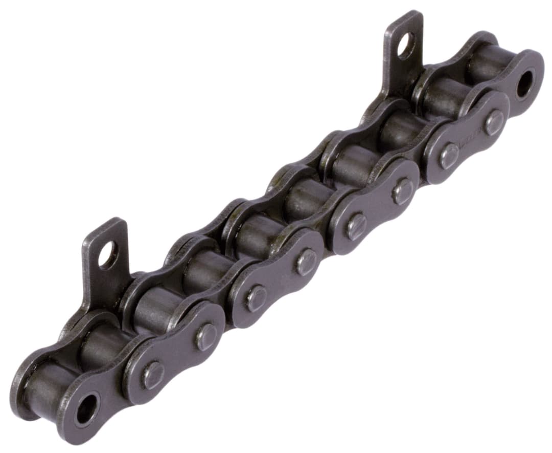 Roller chain with straight attachments 06 B-1-M1, 6xp attachments slim version on one side