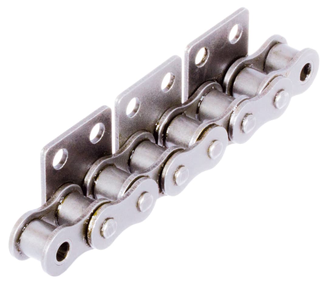 Roller chain with straight attachments 10 B-1-M2 2xp attachments wide version on one side stainless steel 1.4301
